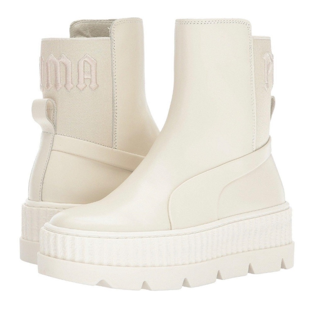Almost Brand New All White Puma Fenty x Rihanna Platform Ankle Boots